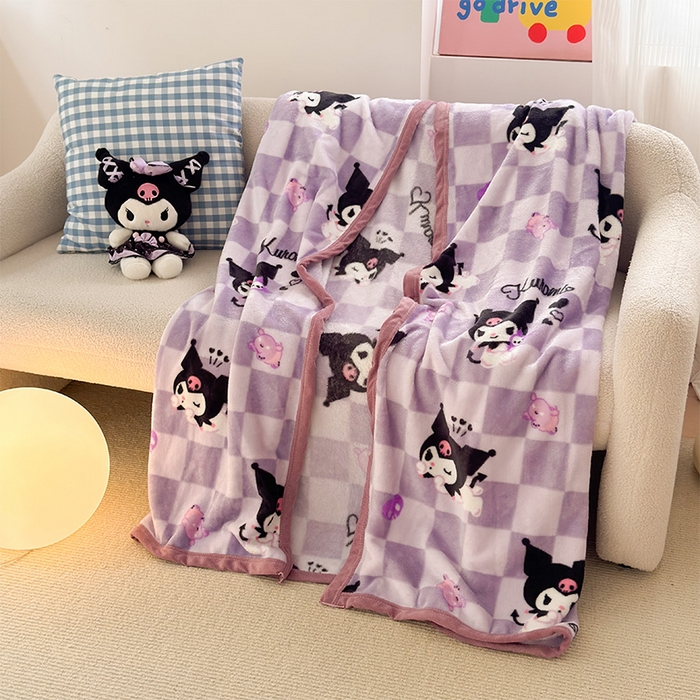 91家纺网 家纺一手货源 找家纺 初念 2025新款正版三丽鸥双面印花牛奶绒多功能四季款毛毯空调毯（撸猫触感，双倍柔软）（提供买家秀） 舒芙蕾-紫格库洛米