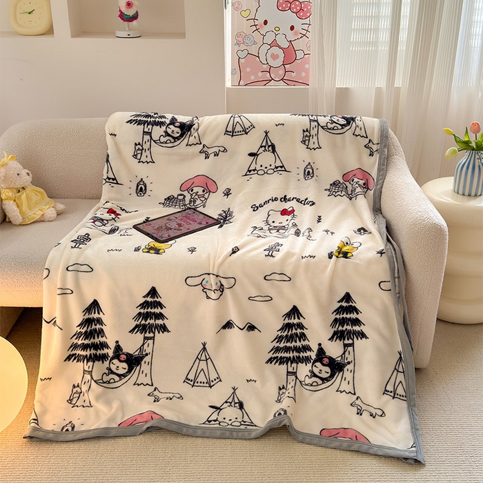 初念 2025新款正版三丽鸥双面印花牛奶绒多功能四季款毛毯空调毯（撸猫触感，双倍柔软）（提供买家秀） 舒芙蕾-欧欧家族