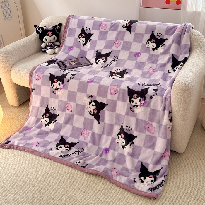 91家纺网 家纺一手货源 找家纺 初念 2025新款正版三丽鸥双面印花牛奶绒多功能四季款毛毯空调毯（撸猫触感，双倍柔软）（提供买家秀） 舒芙蕾-紫格库洛米