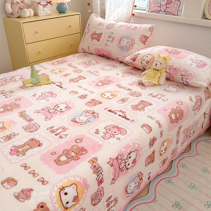 91家纺网 家纺一手货源 找家纺 （总）初念 2025新款正版三丽鸥双面印花牛奶绒多功能四季款毛毯空调毯（撸猫触感，双倍柔软）（提供买家秀）