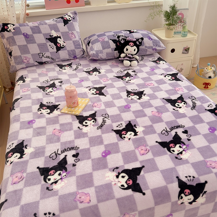 91家纺网 家纺一手货源 找家纺 初念 2025新款正版三丽鸥双面印花牛奶绒多功能四季款毛毯空调毯（撸猫触感，双倍柔软）（提供买家秀） 舒芙蕾-紫格库洛米