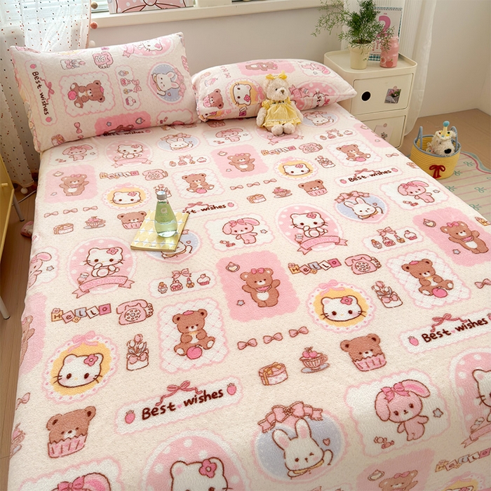 91家纺网 家纺一手货源 找家纺 （总）初念 2025新款正版三丽鸥双面印花牛奶绒多功能四季款毛毯空调毯（撸猫触感，双倍柔软）（提供买家秀）