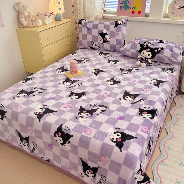 91家纺网 家纺一手货源 找家纺 初念 2025新款正版三丽鸥双面印花牛奶绒多功能四季款毛毯空调毯（撸猫触感，双倍柔软）（提供买家秀） 舒芙蕾-紫格库洛米