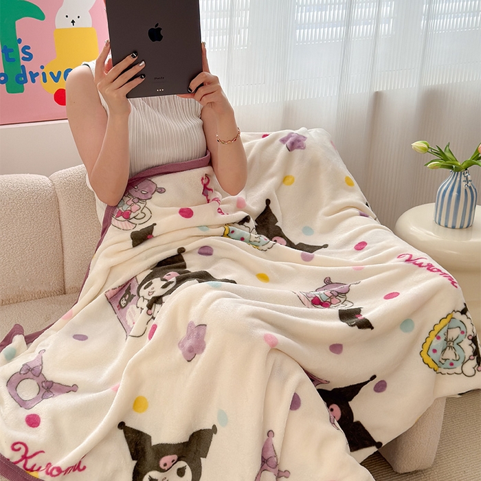 91家纺网 家纺一手货源 找家纺 初念 2025新款正版三丽鸥双面印花牛奶绒多功能四季款毛毯空调毯（撸猫触感，双倍柔软）（提供买家秀） 舒芙蕾-星星库洛米