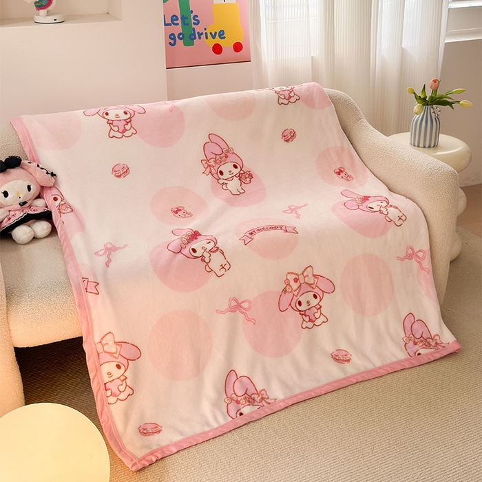 91家纺网 家纺一手货源 找家纺 初念 2025新款正版三丽鸥双面印花牛奶绒多功能四季款毛毯空调毯（撸猫触感，双倍柔软）（提供买家秀） 舒芙蕾-心动美乐蒂