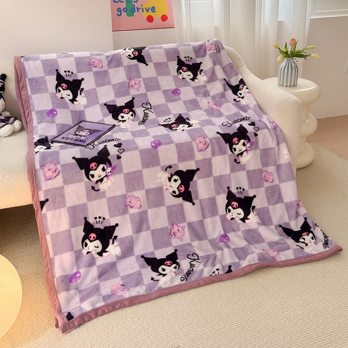91家纺网 家纺一手货源 找家纺 初念 2025新款正版三丽鸥双面印花牛奶绒多功能四季款毛毯空调毯（撸猫触感，双倍柔软）（提供买家秀） 舒芙蕾-紫格库洛米