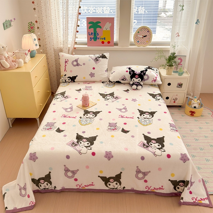 91家纺网 家纺一手货源 找家纺 初念 2025新款正版三丽鸥双面印花牛奶绒多功能四季款毛毯空调毯（撸猫触感，双倍柔软）（提供买家秀） 舒芙蕾-星星库洛米