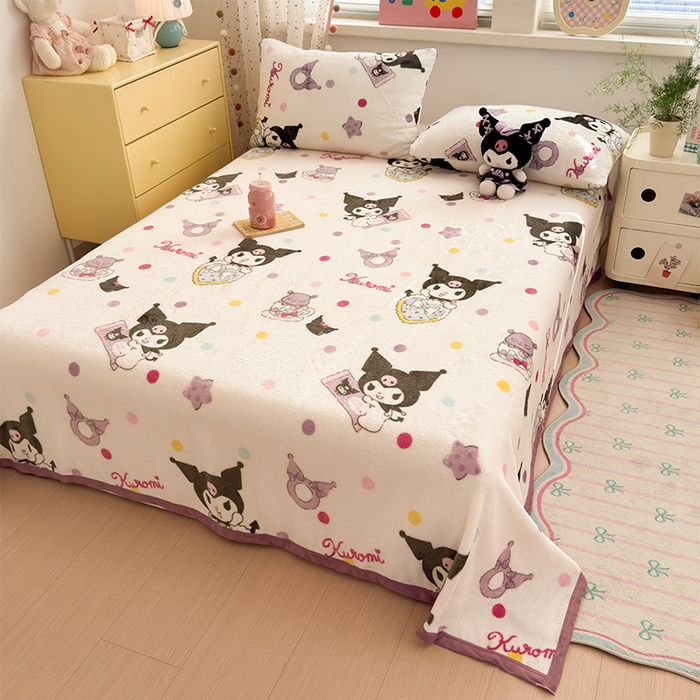 91家纺网 家纺一手货源 找家纺 初念 2025新款正版三丽鸥双面印花牛奶绒多功能四季款毛毯空调毯（撸猫触感，双倍柔软）（提供买家秀） 舒芙蕾-星星库洛米