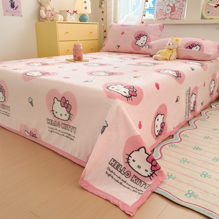 91家纺网 家纺一手货源 找家纺 初念 2025新款正版三丽鸥双面印花牛奶绒多功能四季款毛毯空调毯（撸猫触感，双倍柔软）（提供买家秀） 舒芙蕾-软萌KT