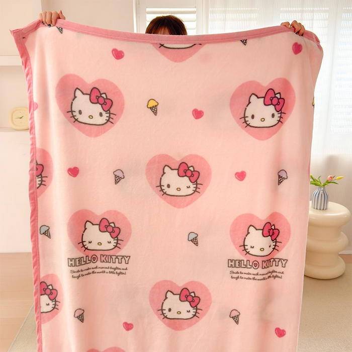 91家纺网 家纺一手货源 找家纺 初念 2025新款正版三丽鸥双面印花牛奶绒多功能四季款毛毯空调毯（撸猫触感，双倍柔软）（提供买家秀） 舒芙蕾-软萌KT