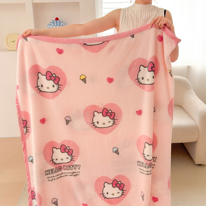 91家纺网 家纺一手货源 找家纺 初念 2025新款正版三丽鸥双面印花牛奶绒多功能四季款毛毯空调毯（撸猫触感，双倍柔软）（提供买家秀） 舒芙蕾-软萌KT