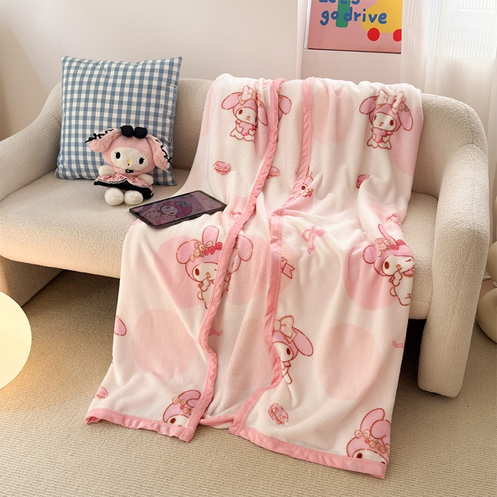 91家纺网 家纺一手货源 找家纺 初念 2025新款正版三丽鸥双面印花牛奶绒多功能四季款毛毯空调毯（撸猫触感，双倍柔软）（提供买家秀） 舒芙蕾-心动美乐蒂