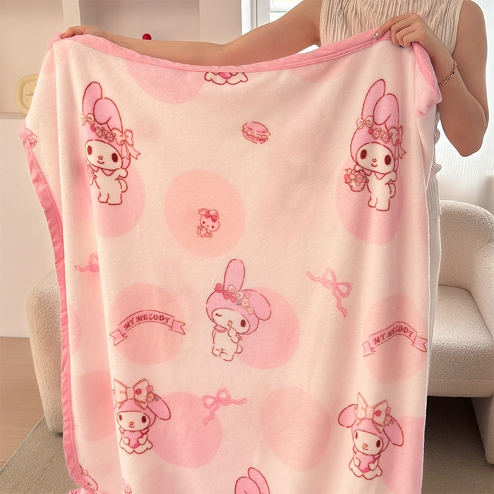 91家纺网 家纺一手货源 找家纺 初念 2025新款正版三丽鸥双面印花牛奶绒多功能四季款毛毯空调毯（撸猫触感，双倍柔软）（提供买家秀） 舒芙蕾-心动美乐蒂