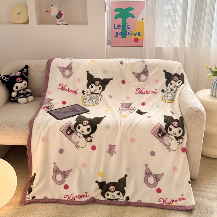 91家纺网 家纺一手货源 找家纺 （总）初念 2025新款正版三丽鸥双面印花牛奶绒多功能四季款毛毯空调毯（撸猫触感，双倍柔软）（提供买家秀）