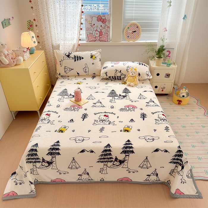 91家纺网 家纺一手货源 找家纺 初念 2025新款正版三丽鸥双面印花牛奶绒多功能四季款毛毯空调毯（撸猫触感，双倍柔软）（提供买家秀） 舒芙蕾-欧欧家族