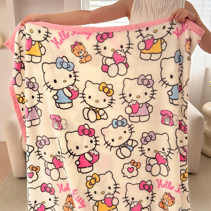 91家纺网 家纺一手货源 找家纺 初念 2025新款正版三丽鸥双面印花牛奶绒多功能四季款毛毯空调毯（撸猫触感，双倍柔软）（提供买家秀） 舒芙蕾-kt日记