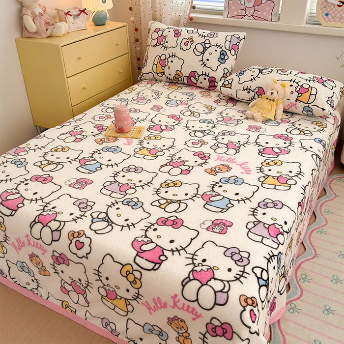 91家纺网 家纺一手货源 找家纺 初念 2025新款正版三丽鸥双面印花牛奶绒多功能四季款毛毯空调毯（撸猫触感，双倍柔软）（提供买家秀） 舒芙蕾-kt日记