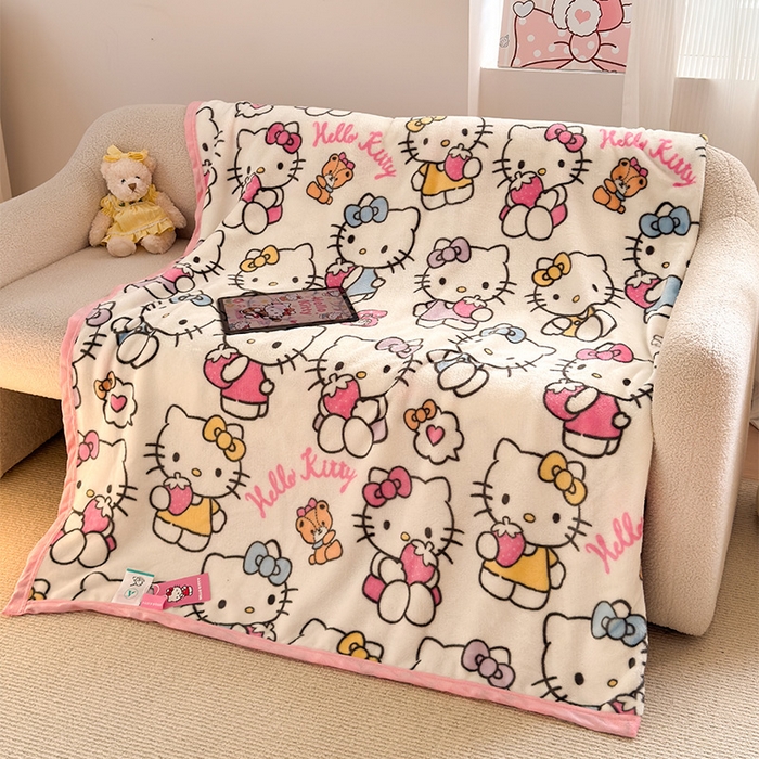 91家纺网 家纺一手货源 找家纺 初念 2025新款正版三丽鸥双面印花牛奶绒多功能四季款毛毯空调毯（撸猫触感，双倍柔软）（提供买家秀） 舒芙蕾-kt日记