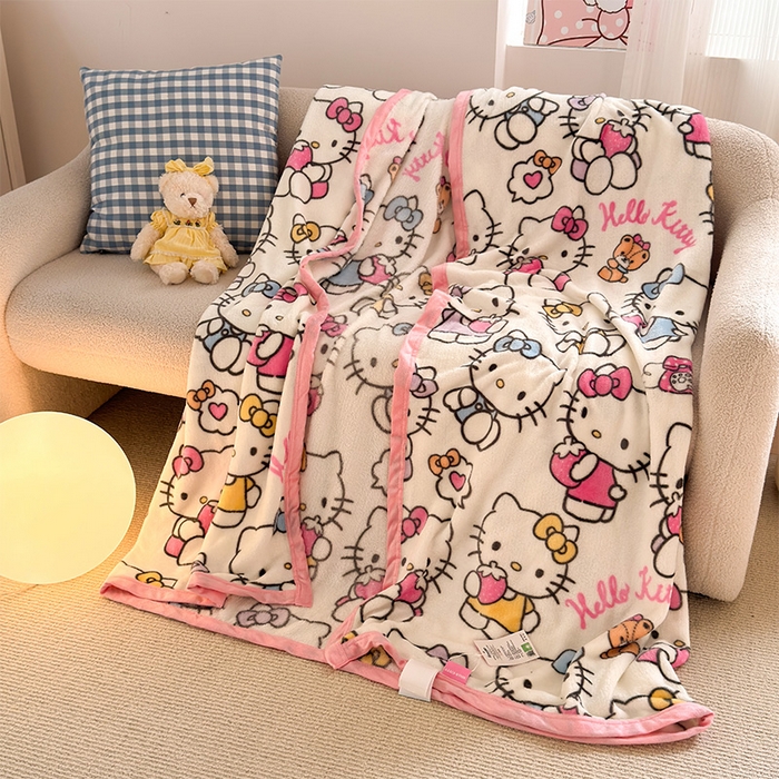 91家纺网 家纺一手货源 找家纺 初念 2025新款正版三丽鸥双面印花牛奶绒多功能四季款毛毯空调毯（撸猫触感，双倍柔软）（提供买家秀） 舒芙蕾-kt日记