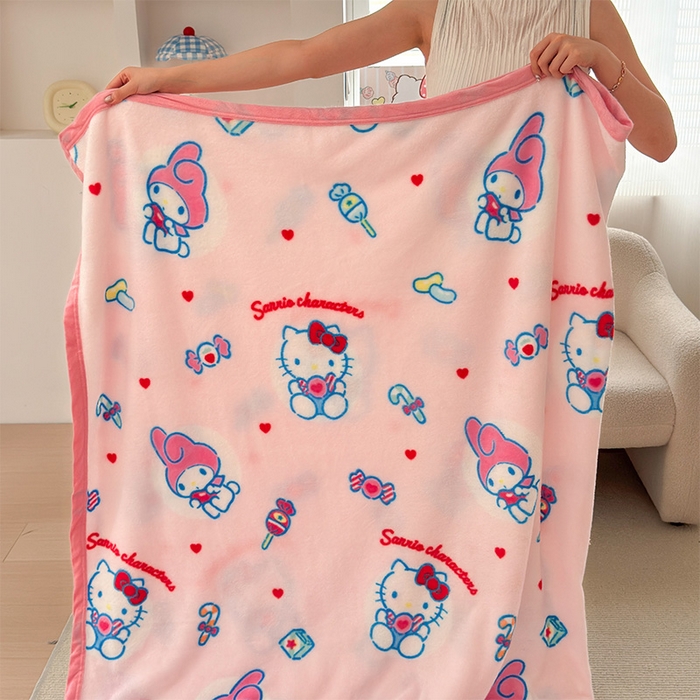 91家纺网 家纺一手货源 找家纺 初念 2025新款正版三丽鸥双面印花牛奶绒多功能四季款毛毯空调毯（撸猫触感，双倍柔软）（提供买家秀） 舒芙蕾-棉花美乐蒂