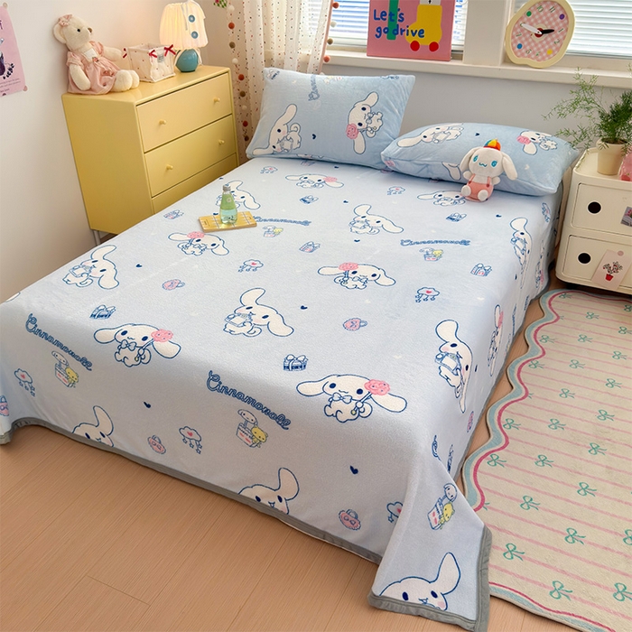 91家纺网 家纺一手货源 找家纺 初念 2025新款正版三丽鸥双面印花牛奶绒多功能四季款毛毯空调毯（撸猫触感，双倍柔软）（提供买家秀） 舒芙蕾-帕恰勾勾