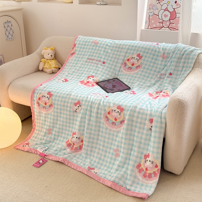 91家纺网 家纺一手货源 找家纺 初念 2025新款正版三丽鸥双面印花牛奶绒多功能四季款毛毯空调毯（撸猫触感，双倍柔软）（提供买家秀） 舒芙蕾-一口蛋糕猫