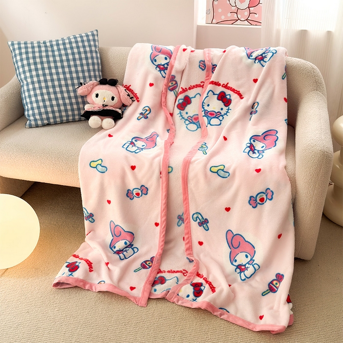 91家纺网 家纺一手货源 找家纺 初念 2025新款正版三丽鸥双面印花牛奶绒多功能四季款毛毯空调毯（撸猫触感，双倍柔软）（提供买家秀） 舒芙蕾-棉花美乐蒂