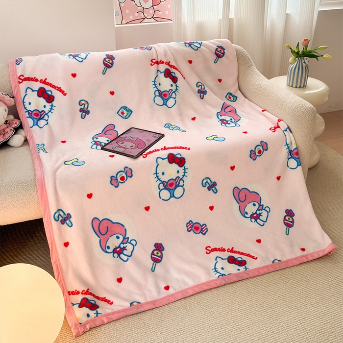 91家纺网 家纺一手货源 找家纺 初念 2025新款正版三丽鸥双面印花牛奶绒多功能四季款毛毯空调毯（撸猫触感，双倍柔软）（提供买家秀） 舒芙蕾-棉花美乐蒂