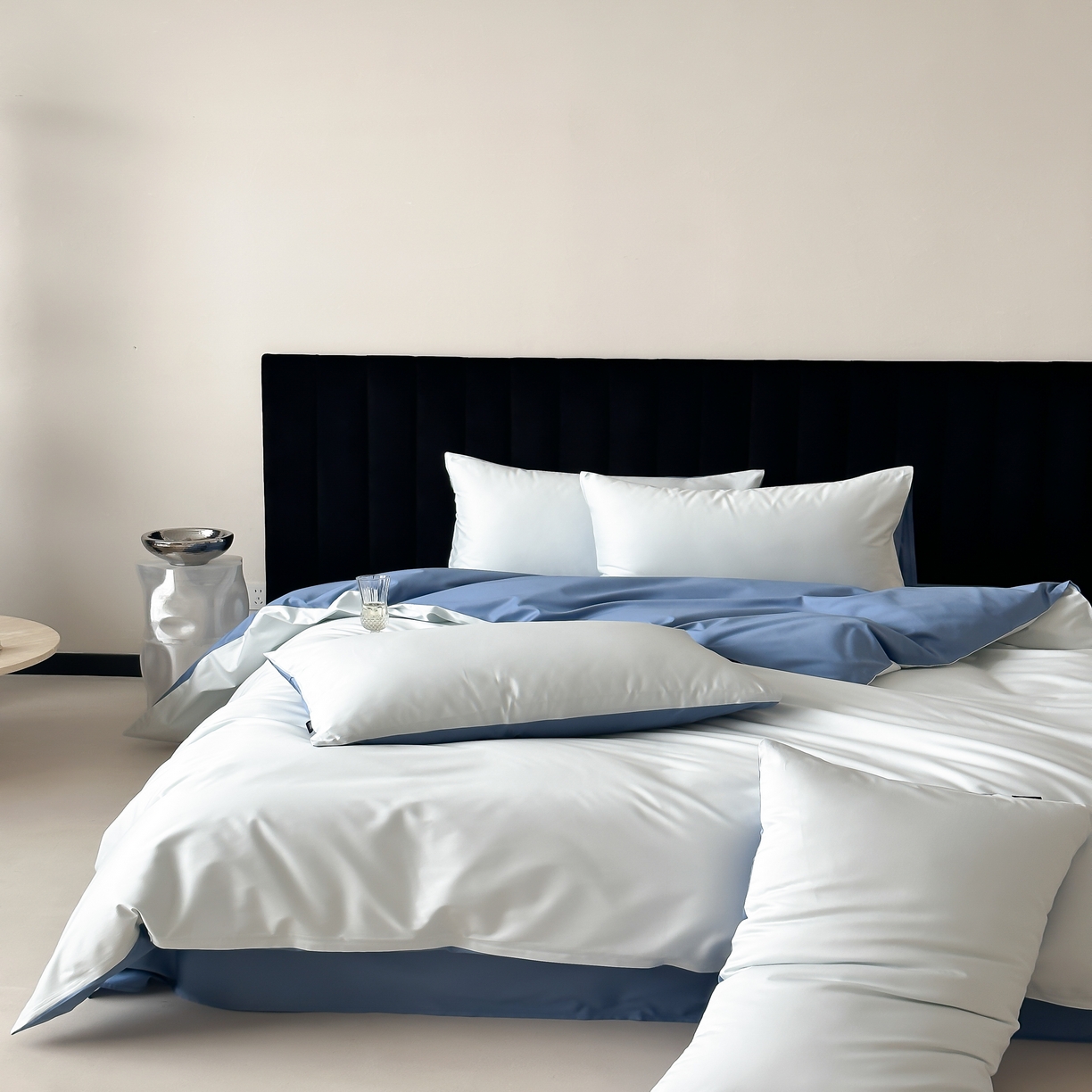 91家纺网 家纺一手货源 找家纺 馨蕊家居 2025春夏新品100S高奢简约长绒棉系列-棉拾光（非会员+20） 控价：不低于218/248/268 棉拾光-北卡蓝