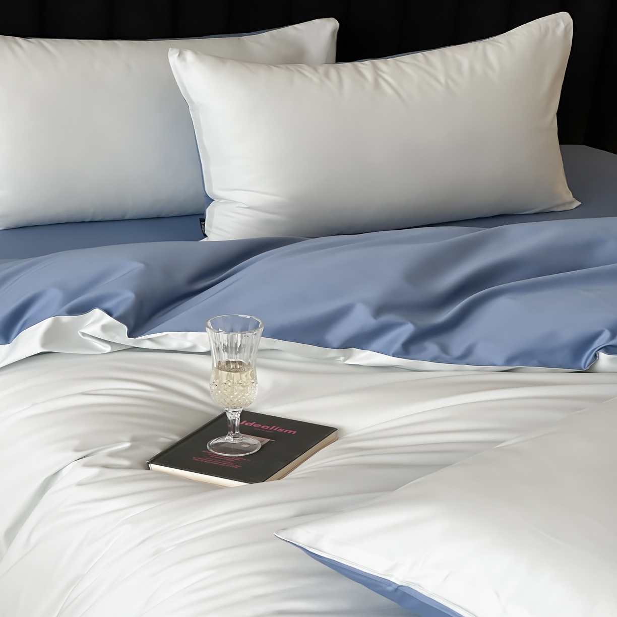 91家纺网 家纺一手货源 找家纺 馨蕊家居 2025春夏新品100S高奢简约长绒棉系列-棉拾光（非会员+20） 控价：不低于218/248/268 棉拾光-北卡蓝