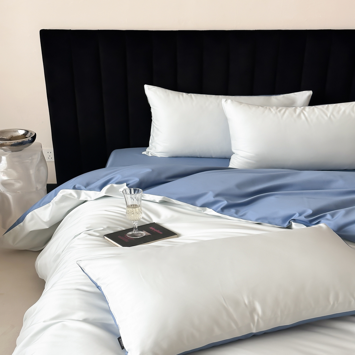 91家纺网 家纺一手货源 找家纺 馨蕊家居 2025春夏新品100S高奢简约长绒棉系列-棉拾光（非会员+20） 控价：不低于218/248/268 棉拾光-北卡蓝