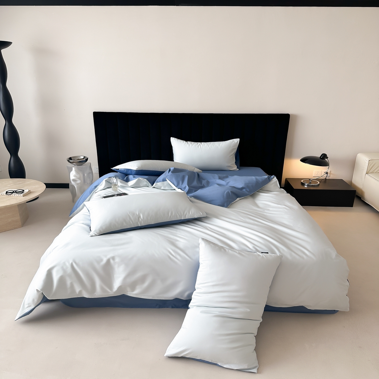 91家纺网 家纺一手货源 找家纺 馨蕊家居 2025春夏新品100S高奢简约长绒棉系列-棉拾光（非会员+20） 控价：不低于218/248/268 棉拾光-北卡蓝