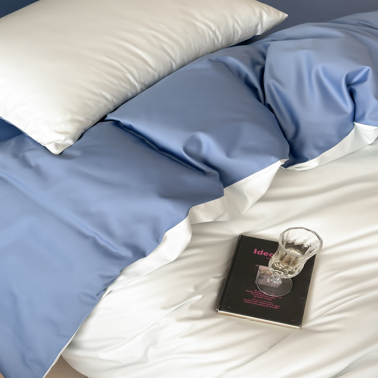 91家纺网 家纺一手货源 找家纺 馨蕊家居 2025春夏新品100S高奢简约长绒棉系列-棉拾光（非会员+20） 控价：不低于218/248/268 棉拾光-北卡蓝