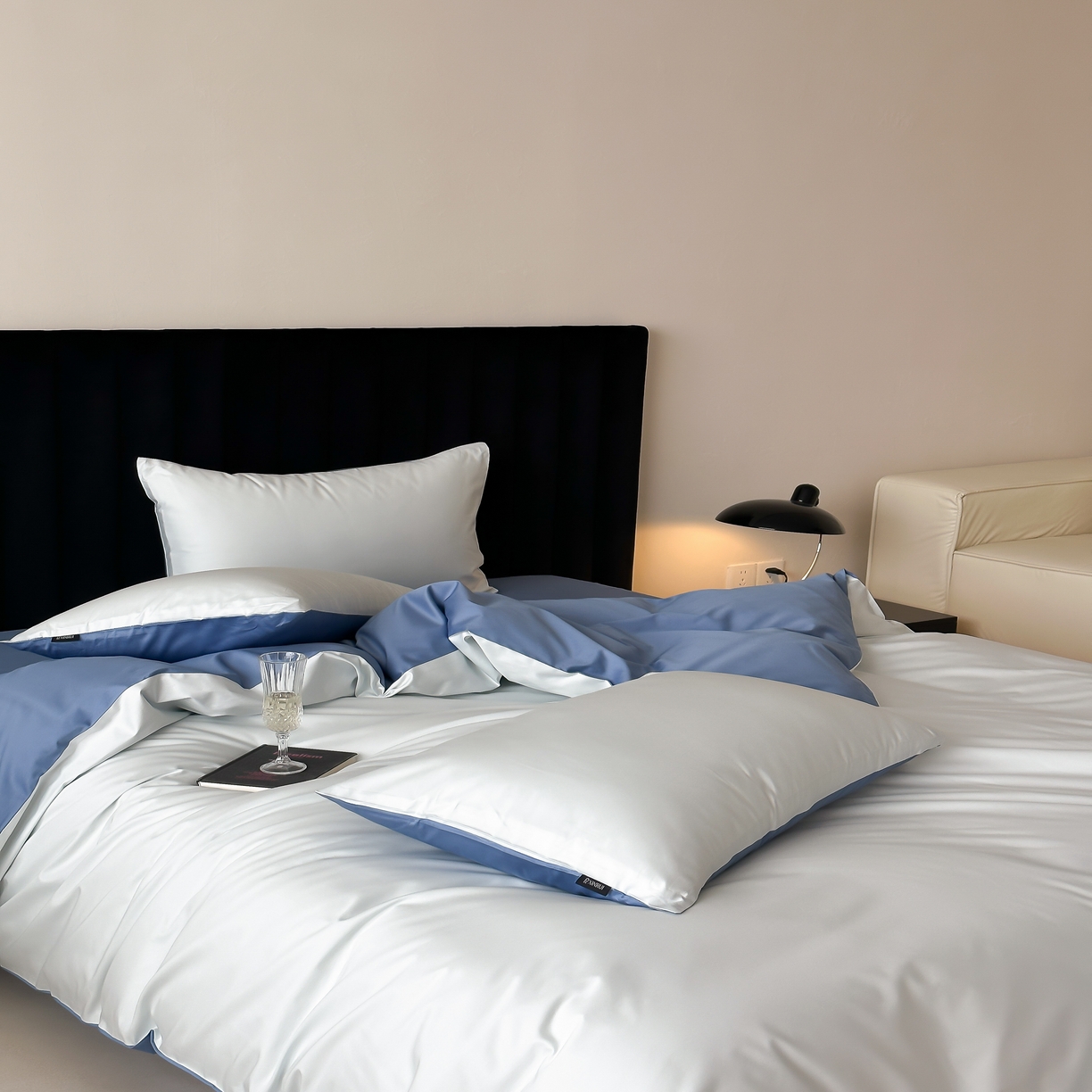 91家纺网 家纺一手货源 找家纺 馨蕊家居 2025春夏新品100S高奢简约长绒棉系列-棉拾光（非会员+20） 控价：不低于218/248/268 棉拾光-北卡蓝