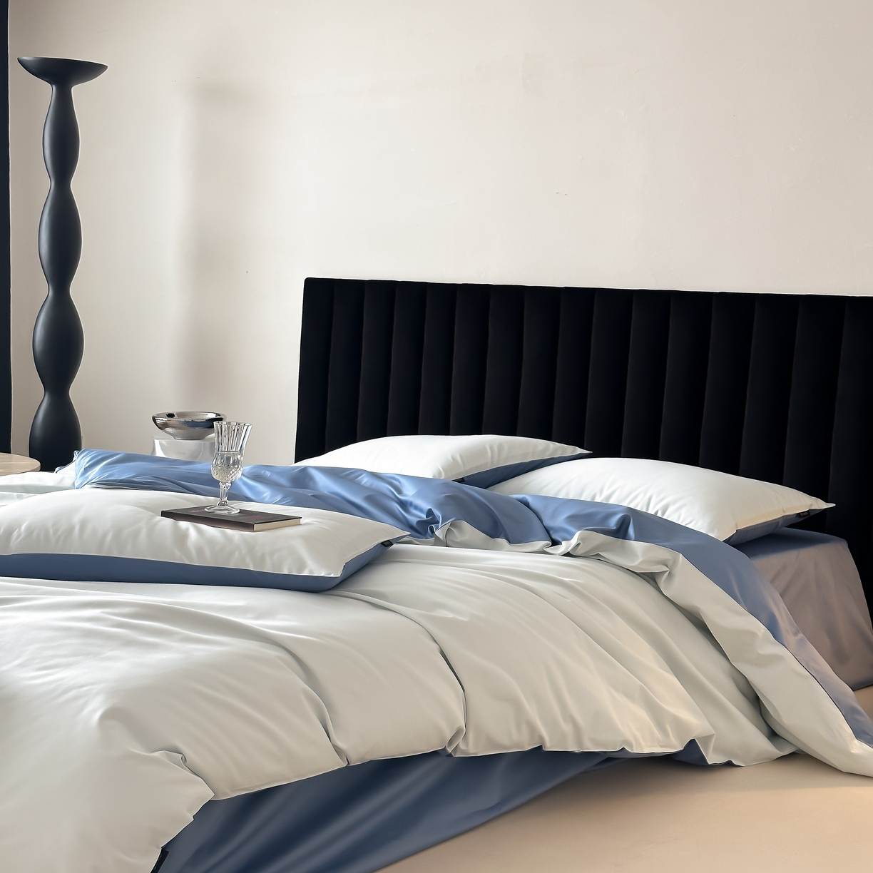 91家纺网 家纺一手货源 找家纺 馨蕊家居 2025春夏新品100S高奢简约长绒棉系列-棉拾光（非会员+20） 控价：不低于218/248/268 棉拾光-北卡蓝