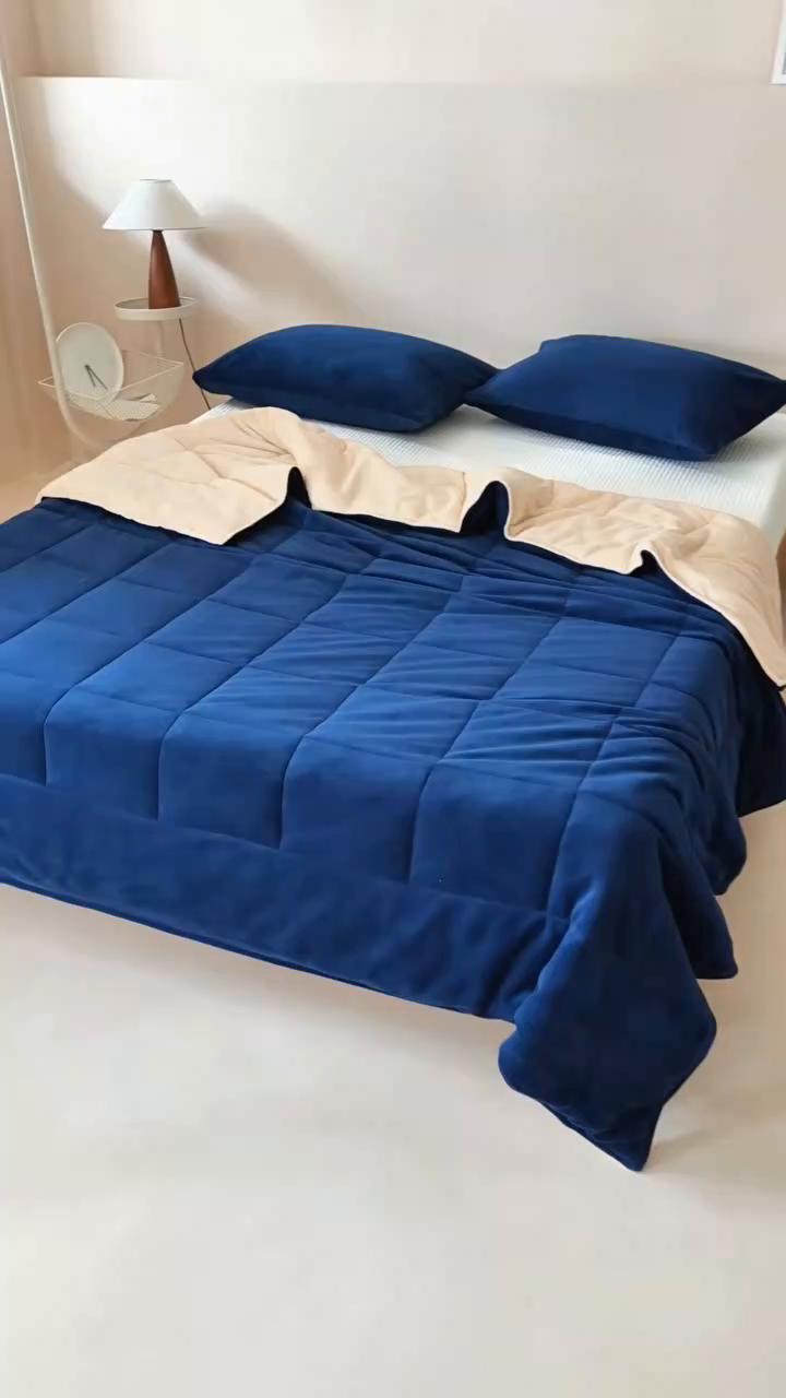 91家纺网 家纺一手货源 找家纺 （总）恩和家纺 2025新款牛奶绒方格绗缝毯