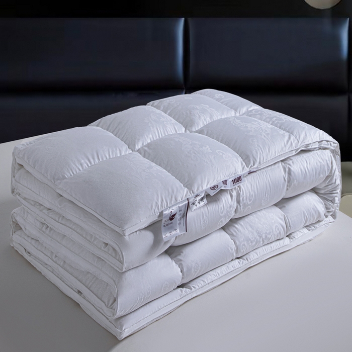 91家纺网 家纺一手货源 找家纺 缔莱（十三铭）被业 2025新款柔赛丝提花羽毛被被子被芯 立体提花-白色