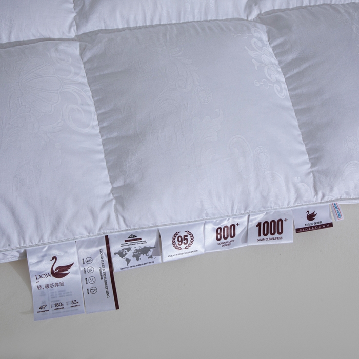 91家纺网 家纺一手货源 找家纺 缔莱（十三铭）被业 2025新款柔赛丝提花羽毛被被子被芯 立体提花-白色