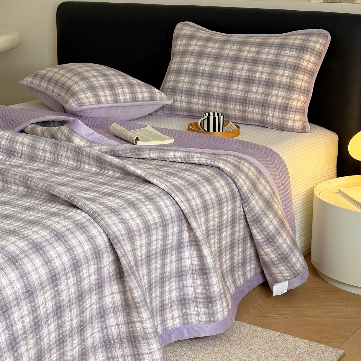 91家纺网 家纺一手货源 找家纺 （总）乐野家居 2025新款A类全棉色织水洗棉棉加绒床盖三件套