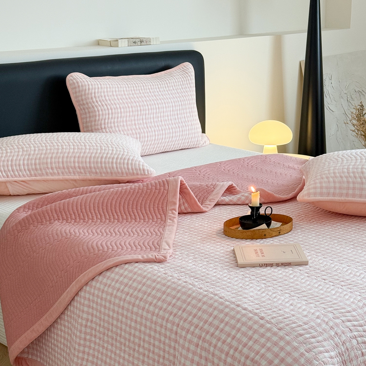 91家纺网 家纺一手货源 找家纺 （总）乐野家居 2025新款A类全棉色织水洗棉棉加绒床盖三件套