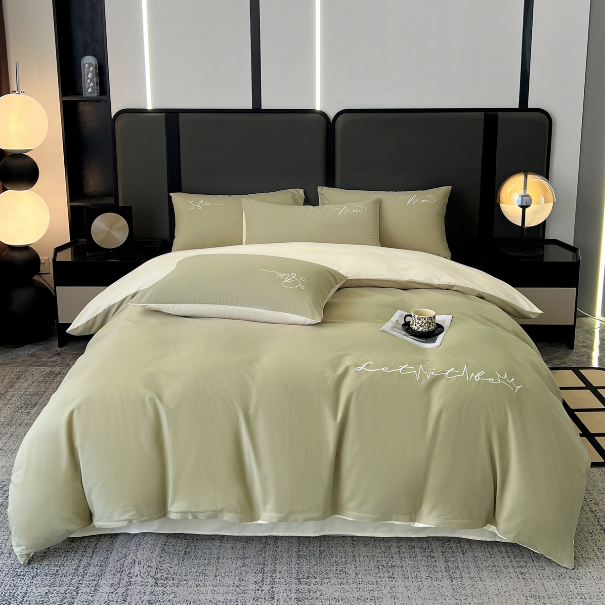 91家纺网 家纺一手货源 找家纺 （总）有点武功  2025新款全棉纯色刺绣磨毛四件套（控价每个尺寸+30元）