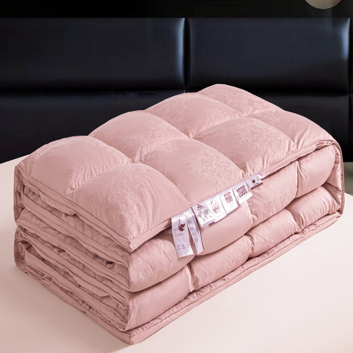 91家纺网 家纺一手货源 找家纺 缔莱（十三铭）被业 2025新款柔赛丝提花羽毛被被子被芯 立体提花-豆沙