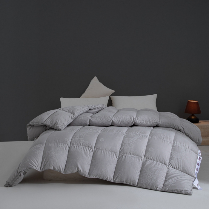 缔莱（十三铭）被业 2025新款柔赛丝提花羽绒被壳羽毛被被子被芯 立体提花-灰色