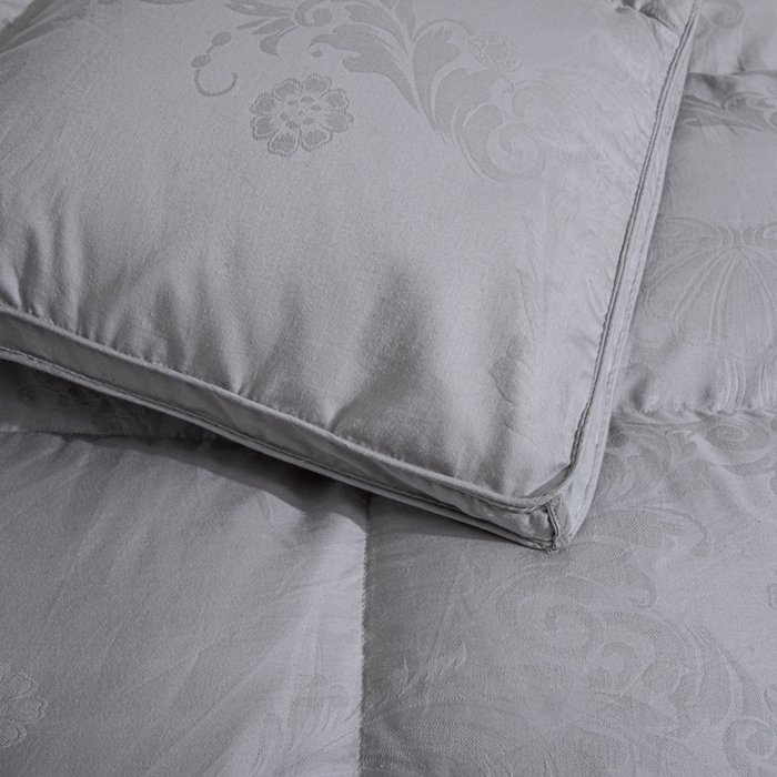 91家纺网 家纺一手货源 找家纺 缔莱（十三铭）被业 2025新款柔赛丝提花羽绒被壳羽毛被被子被芯 立体提花-灰色