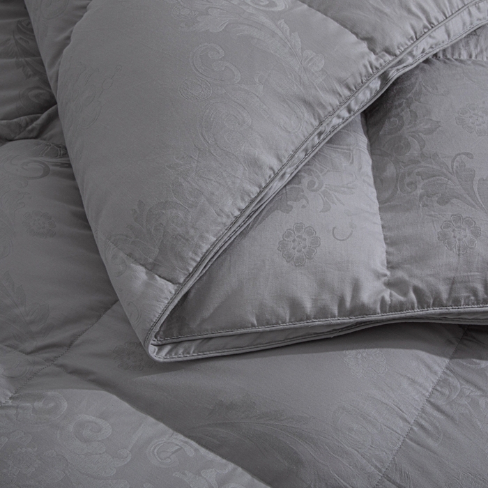 91家纺网 家纺一手货源 找家纺 缔莱（十三铭）被业 2025新款柔赛丝提花羽绒被壳羽毛被被子被芯 立体提花-灰色