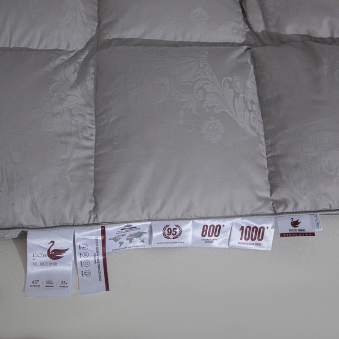 91家纺网 家纺一手货源 找家纺 缔莱（十三铭）被业 2025新款柔赛丝提花羽绒被壳羽毛被被子被芯 立体提花-灰色