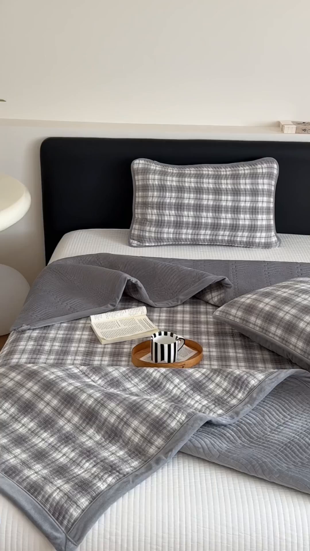 91家纺网 家纺一手货源 找家纺 乐野家居 2025新款A类全棉色织水洗棉棉加绒床盖三件套 可可灰