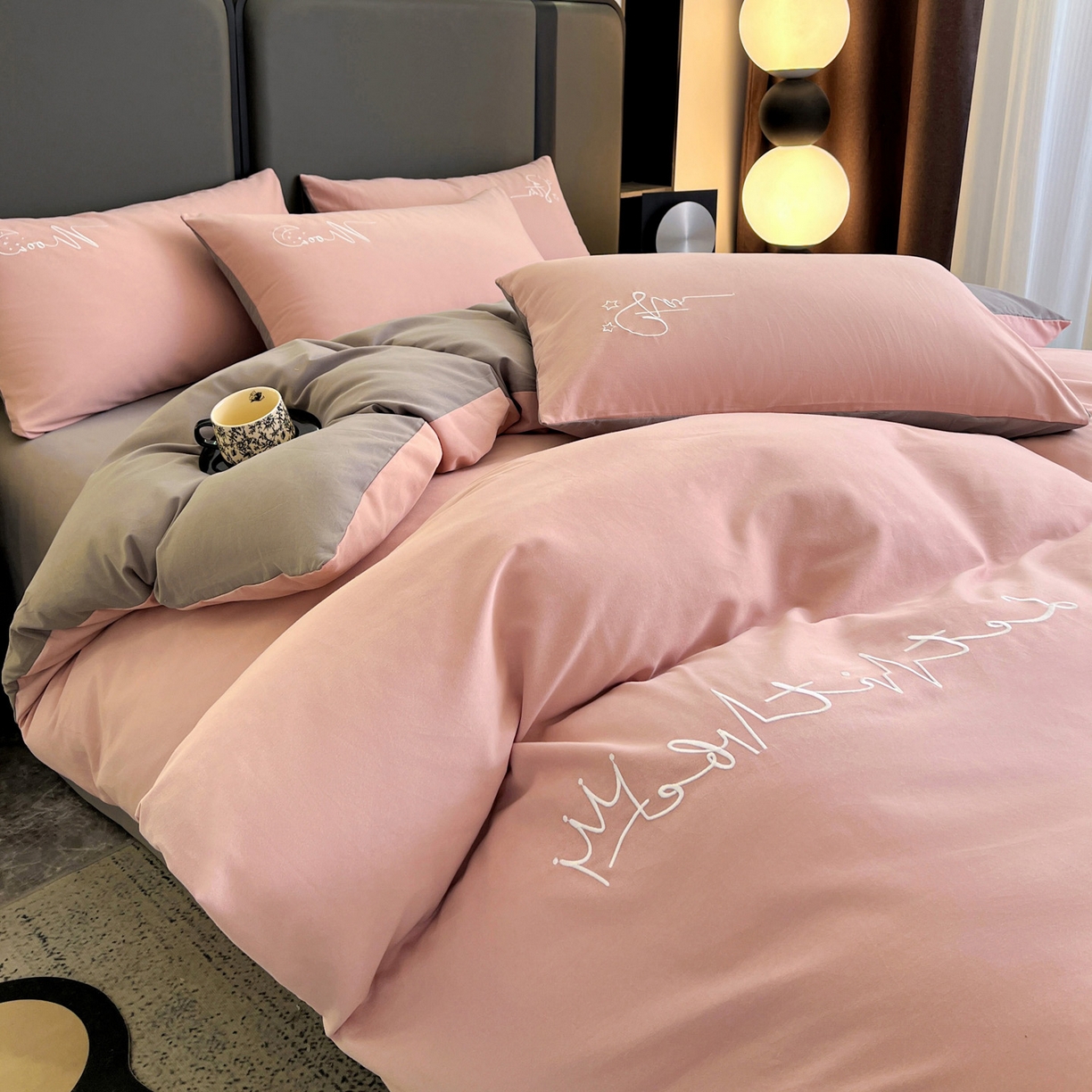 91家纺网 家纺一手货源 找家纺 （总）有点武功  2025新款全棉纯色刺绣磨毛四件套（控价每个尺寸+30元）