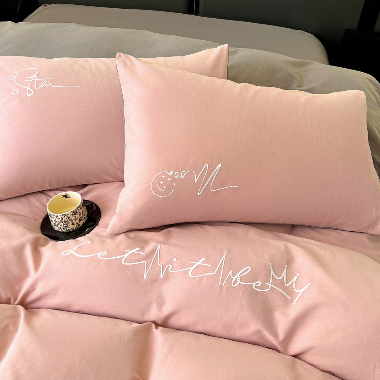 91家纺网 家纺一手货源 找家纺 （总）有点武功  2025新款全棉纯色刺绣磨毛四件套（控价每个尺寸+30元）