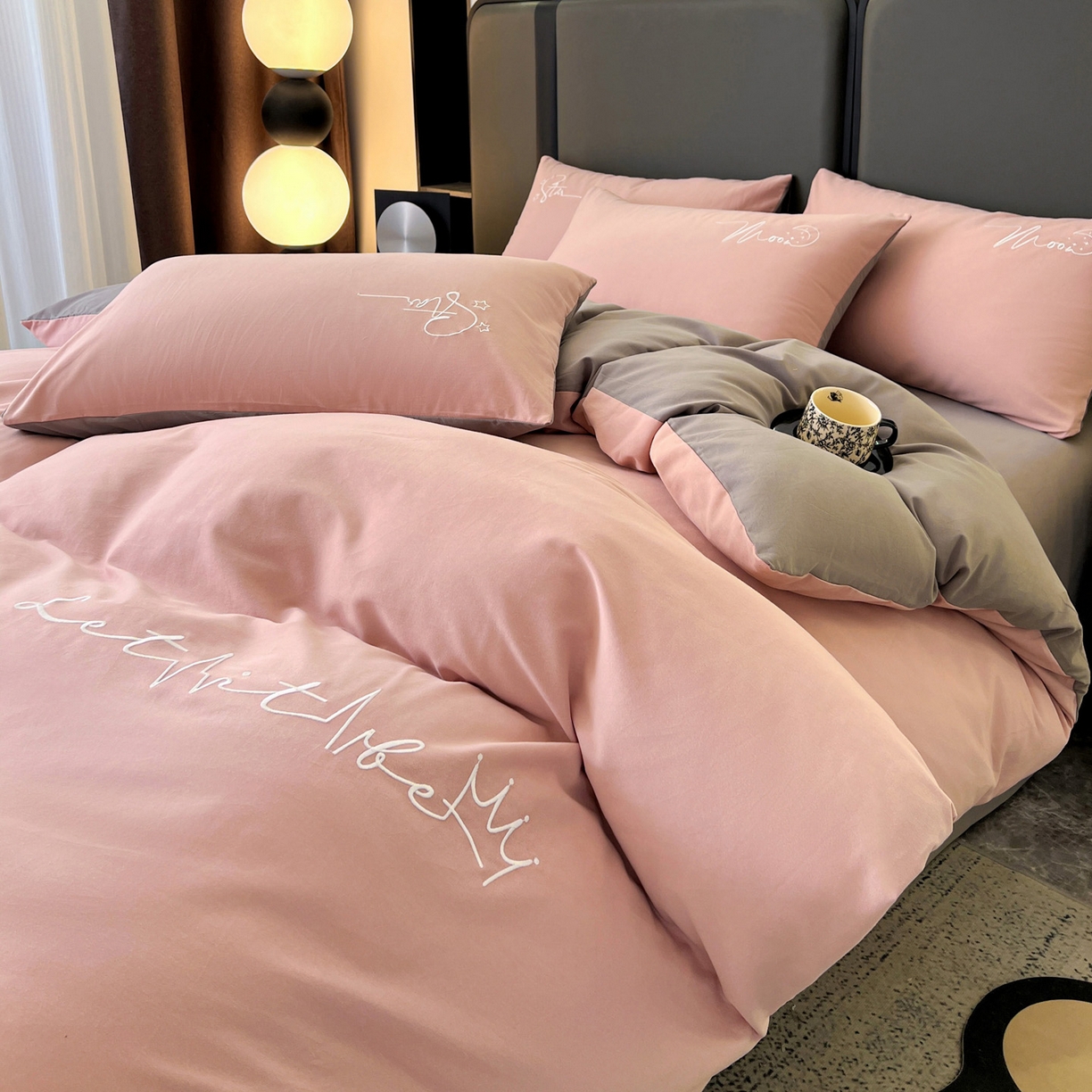 91家纺网 家纺一手货源 找家纺 （总）有点武功  2025新款全棉纯色刺绣磨毛四件套（控价每个尺寸+30元）